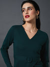 Women Emerald Peplum Bodycon Dress-SFDRSS11412XS