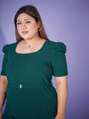 Women Emerald Front Belt Detail Top