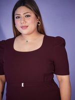 Women Burgundy Front Belt Detail Top