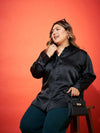 Women Black Regular Satin Shirt