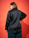 Women Black Regular Satin Shirt