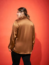 Women Brown Regular Satin Shirt