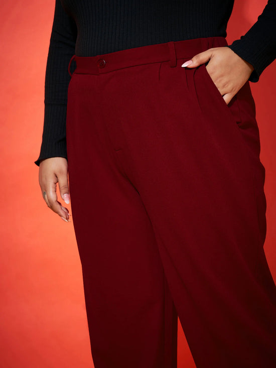 Women Maroon Balloon Fit Pants