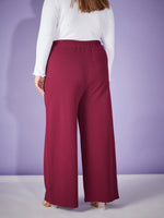 Women Burgundy Elasticated Straight Pants