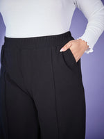 Women Black Elasticated Straight Pants