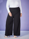 Women Black Elasticated Straight Pants