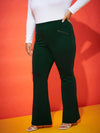 Women Emerald Zipper Bell Bottom Trousers