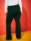 Women Emerald Zipper Bell Bottom Trousers