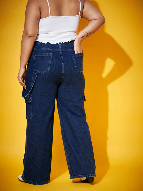 Women Navy Wash Side Patch Pocket Jeans