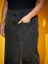 Women Black Acid Wash Multi Pocket Straight Jeans