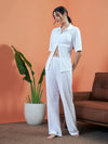 Women White Rib Shirt With Lounge Pants