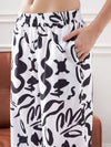 Women White & Black Abstract Art Shirt With Lounge Pants