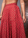 Women Maroon Crop Top With Pocket Anarkali Skirt