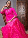 Women Fuchsia Banjara Top With Jacquard Anarkali Skirt