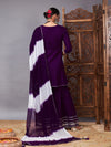 Women Purple Short Kurta With Sharara & Lehariya Dupatta