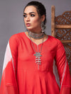 Women Red Short Kurta With Sharara & Lehariya Dupatta