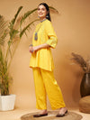 Women Yellow Embroidered Top With Palazzos