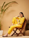 Women Yellow Embroidered Top With Palazzos