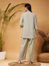 Women Taupe Embroidered Top With Palazzos