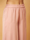 Women Peach Crop Top With A-Line Pants & Shrug