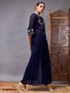 Women Navy Gota Embroidered Top With Palazzos