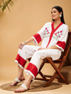 Women Off White Multi Thread Embroidered Top With Palazzos