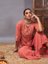 Women Rust Gota Embroidered Top With Palazzos