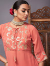 Women Rust Gota Embroidered Top With Palazzos