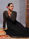 Women Black Gota Lace Detail Anarkali Maxi Dress