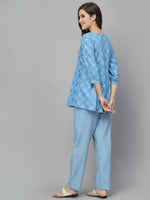 Women Printed Standard Blue Jumpsuits & Sets