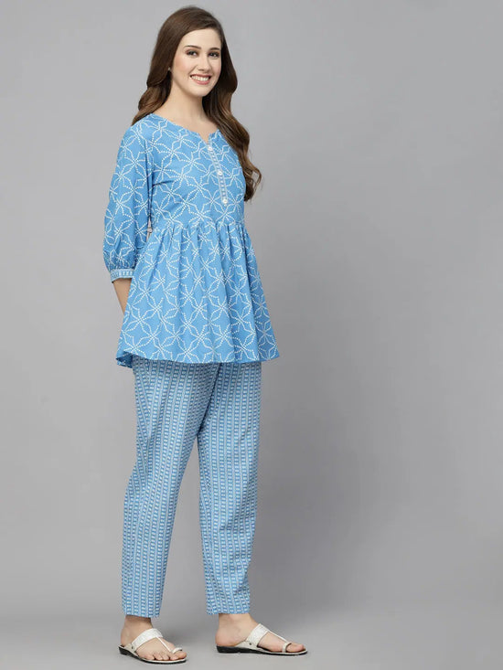 Women Printed Standard Blue Jumpsuits & Sets