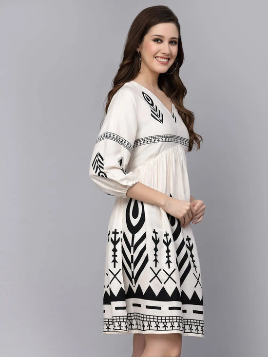 Women's Printed Rayon Flared dress