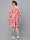 Women's Floral printed Cotton Flared dress-DRESSOUL34