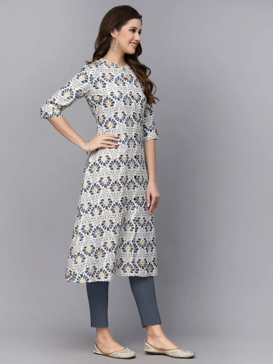 Women's Printed Rayon A-Line Kurta-VASTU36