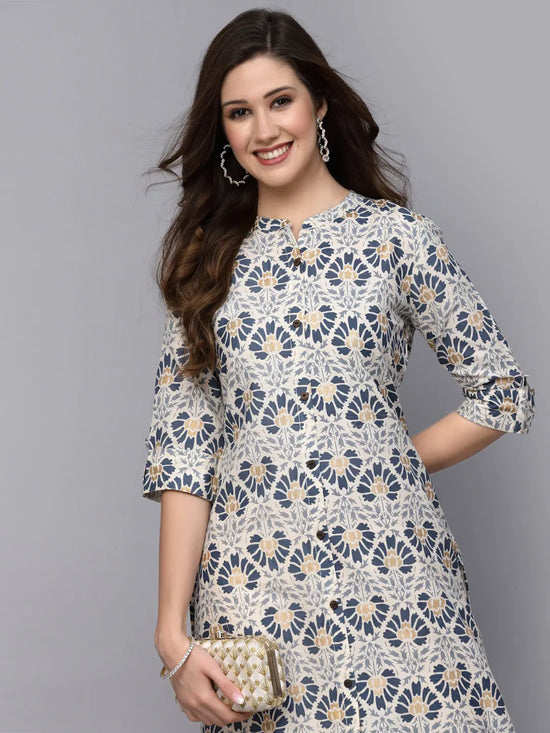 Women's Printed Rayon A-Line Kurta-VASTU36