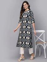 Women's Printed Rayon A-Line Kurta-INDOIKAT34