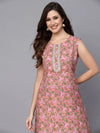 Women's Floral Printed Cotton A-Line Kurta