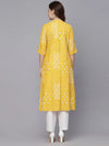 Women's Printed Rayon A-Line Kurta-CELIOMUSTARD36