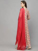 Women's Floral Printed Rayon Anarkali kurta with Dupatta