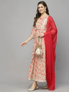 Women's Floral Printed Rayon Anarkali kurta with Dupatta