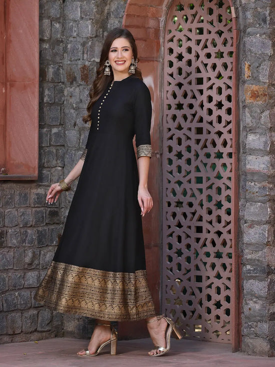 Women's Printed Rayon Anarkali kurta with Dupatta