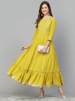 Women's Embroidered & Embellished Rayon Anarkali kurta