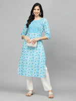 Women's Printed Cotton Slub Straight Kurta