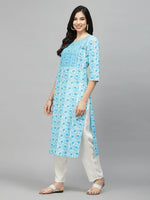 Women's Printed Cotton Slub Straight Kurta