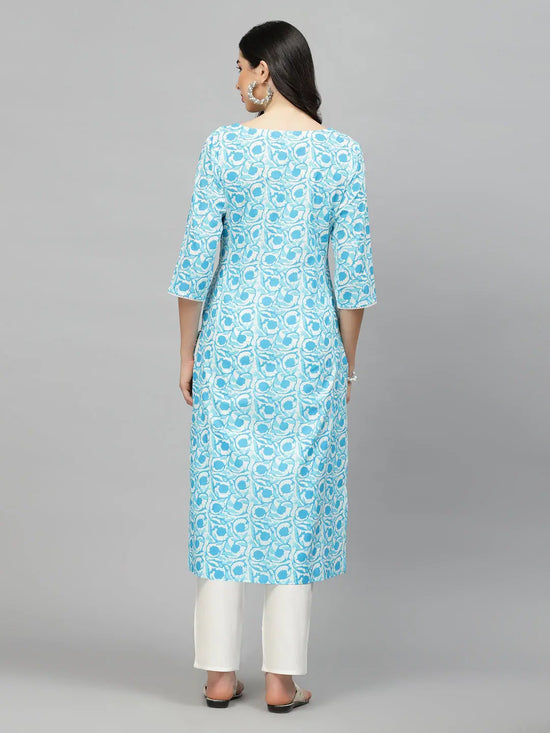 Women's Printed Cotton Slub Straight Kurta