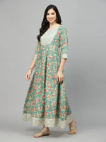 Stylum Women's Printed Rayon Blend Anarkali Kurta-AARUGREEN36