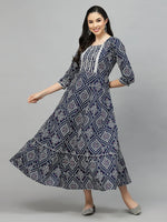 Stylum Women's Bandhej Printed Rayon Tiered kurta-INGOGINNY36