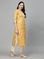 Stylum Women's Printed Rayon Blend Straight Kurta-AKSHUMUSTARD36