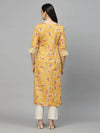 Stylum Women's Printed Rayon Blend Straight Kurta-AKSHUMUSTARD36