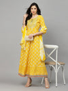 Stylum Women's Printed & Embroidered Rayon Anarkali Kurta with Dupatta